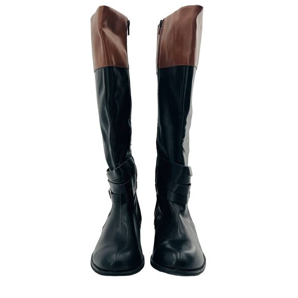 St. John's Bay Women’s Douglas Stacked Heel Riding Two Tone Boots Size 9 - Picture 2 of 11